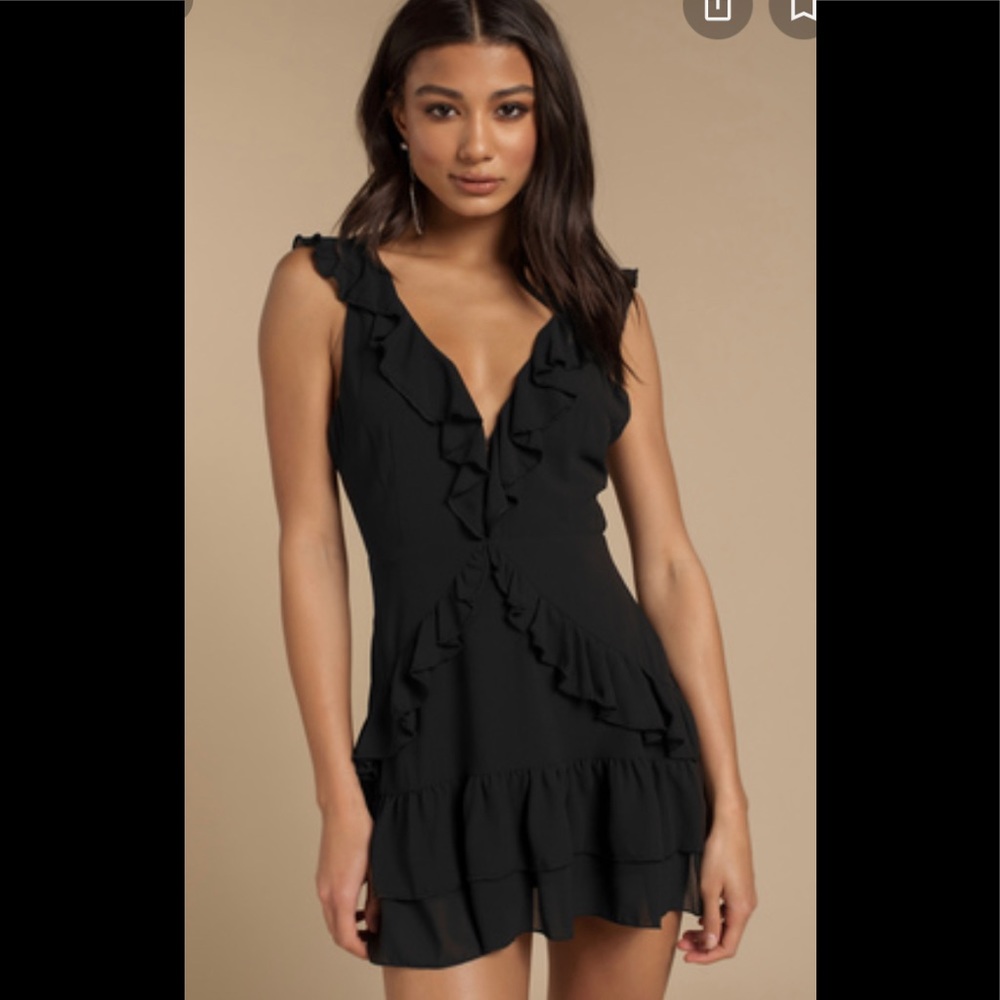 Tobias black ruffle mini dress size medium